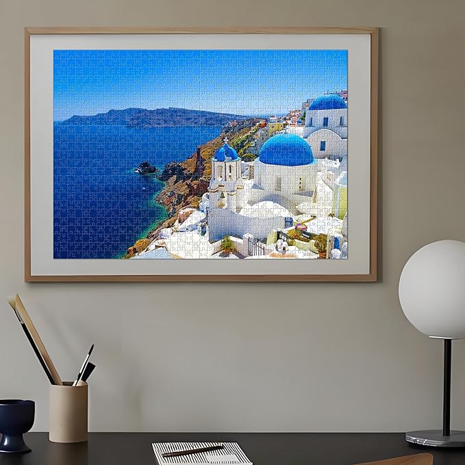 1000 Piece Jigsaw Puzzles for Adults Teens Kids - Fine Art Challenging, Aegean Sea 1000Pcs Puzzle, Family Game Gift, Size 27"x20"
