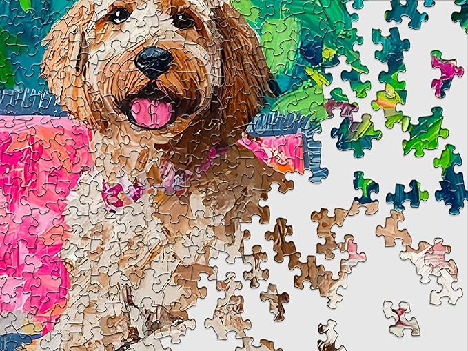 Springbok Floral Companions 500 Jigsaw Piece Puzzle for Adults - Dog and Cat Puzzle - Unique Cut Pieces - Made in USA