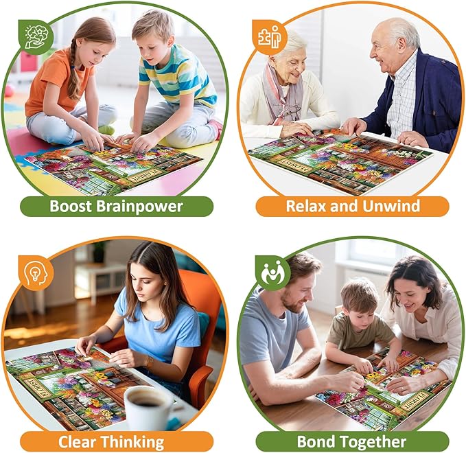 300 Piece Puzzles for Adults,Colorful Flower Shop Scene with Dog,Botanical Jigsaw Puzzle for Kids Teen Adults,Interlock Perfectly Letters on Back,Challenging Puzzle for Family Game Nights,20.5 x 15 in