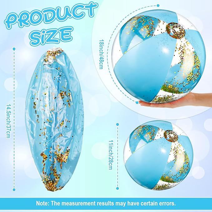 12 Pcs 16 Inch Inflatable Beach Balls Bulk Jumbo Pastel Inflatable Decorated Ball with Macaron Color PVC Party Ornaments for Summer Birthday Party Decoration (Blue)