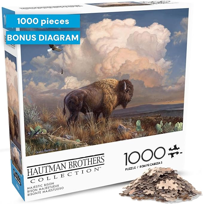 Buffalo Games – Hautman Brothers Majestic Bison 1000 Piece Jigsaw Puzzle for Adults, Western Wildlife Landscape