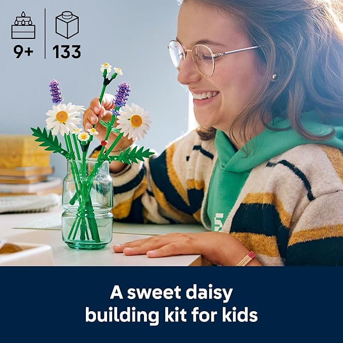 LEGO Botanicals Daisies Building Toy - Artificial Flowers Crafting Kit for Girls & Boys, Ages 9+ - Gift for Easter Baskets - Kids Room Decor for Book Shelf or Desk - 11508