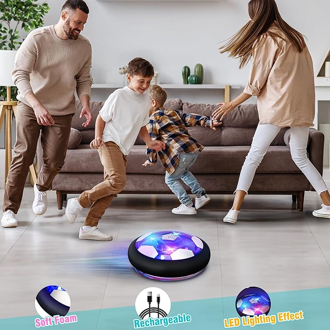 Rechargeable Hover Soccer Ball for Kids - Boy Birthday Gifts Age 6, 7, 8, 9, 10, 11, 12 Year Old, Indoor Light-Up Air Power Floating Soccer Ball Boy Toys for Kids Age 4-6, 6-8, 8-12