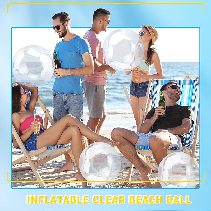 8 Pieces 16 inch Inflatable Clear Beach Ball Inflatable Transparent Swimming Pool Ball for Summer Beach Pool Party Favor