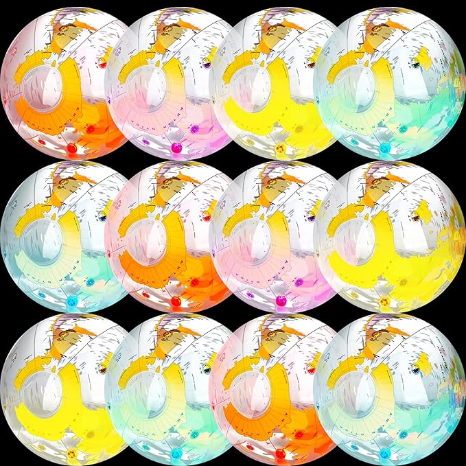 12 Pack 12 inches Inflatable Globe Blow up World Globe PVC Earth Beach Ball Globes for Party Bags Swimming Pool Game Geography Classroom Playing or Teaching Party Favors Decorations (Color Set 1)
