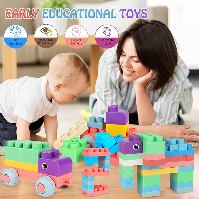 Soft Building Blocks for Toddler, Blocks for Kids 6 Months and up, Large Creative Stacking Blocks 20 PCS STEM Toddler Toys Gifts, Educational Baby Blocks Colorful Soft Block Sets