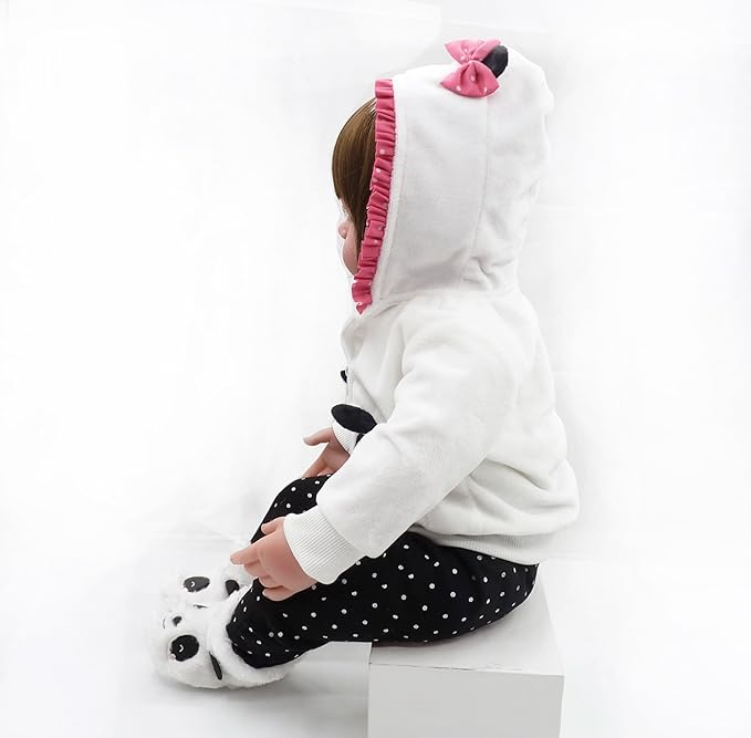 Reborn Baby Doll Clothes 22 inch Outfits for 20-23 inch Reborn Doll Girl Panda Outfit Accessories 4pcs Reborn Baby Matching Clothes