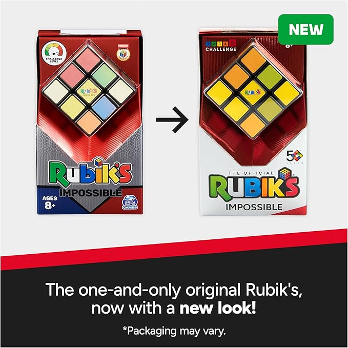 Rubik’s Cube, Impossible Cube, Advanced Color-Matching Puzzle, The Original Problem-Solving Brain Teaser Cube, Classic Color-Matching Puzzle, Fidget Toy, Sensory Puzzle for Ages 8 & Up