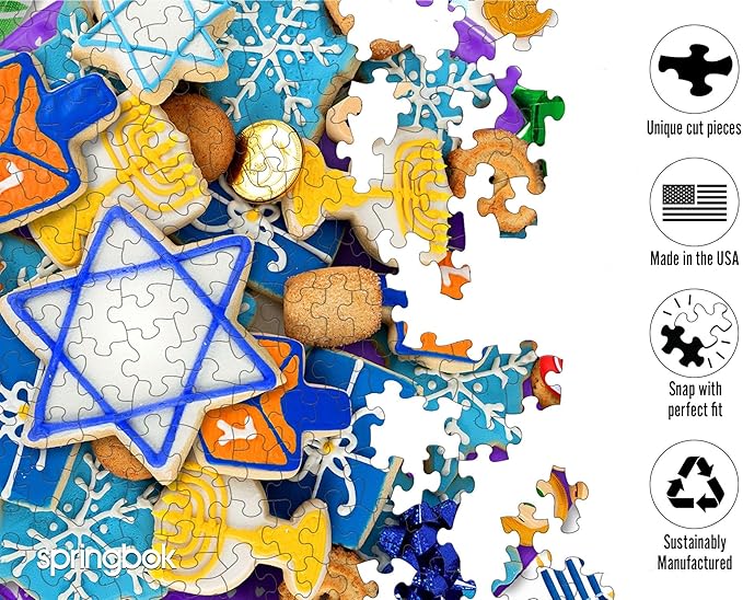 Springbok Hanukkah Cookies 500 Piece Jigsaw Puzzle for Adults and Family - Unique Cut Pieces - Made in USA