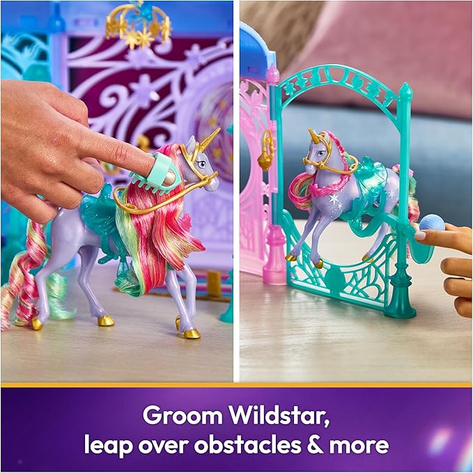 Unicorn Academy, Starglow Fountain & Stable Playset with Wildstar, Lights & Sounds, 24 Accessories, Dolls & Unicorn Toys for Girls Ages 4 and up
