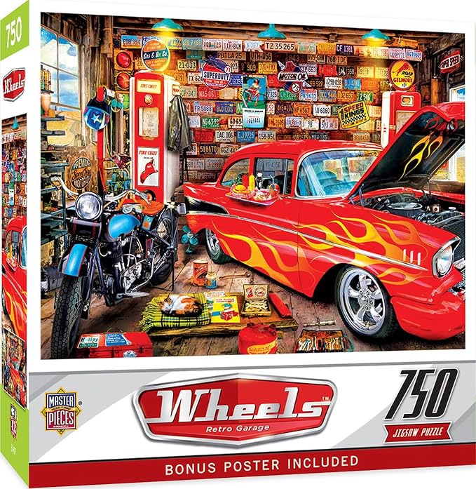 MasterPieces 750 Piece Jigsaw Puzzle for Adults, Family, Or Youth - Retro Garage - 18"x24"