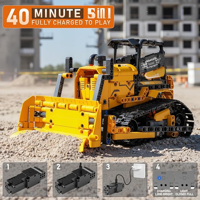 5in1 STEM Robot Building Kits for Kids 6-14, Remote & APP Controlled STEM Excavator/Bulldozer/Crane/Robot Building Toys, 736 Pcs Educational Building Sets for Kids, Erector Sets Gifts for Boys Girls