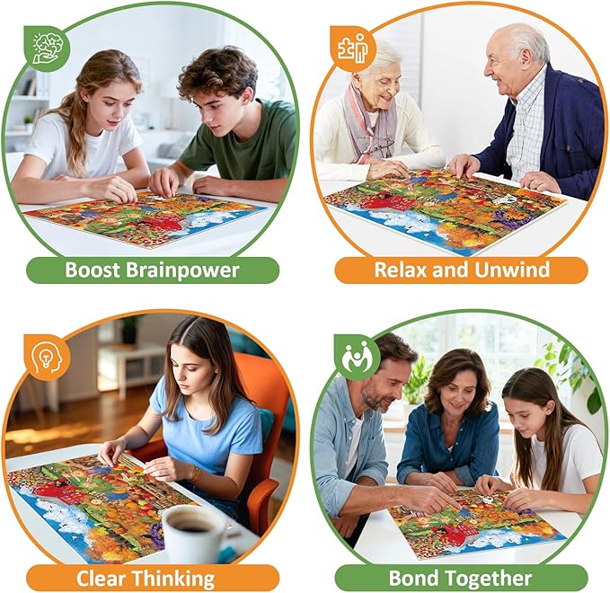 500 Piece Puzzles for Adult,Farm Scarecrow Puzzle for Adults Seniors,Interlock Perfectly Letter on Back,Autumn harvest Landscape Jigsaw Puzzle Letter on Back,Puzzle for Family Game Nights,20.5 x 15 In