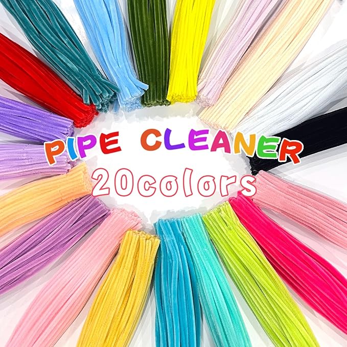 URADIART Pipe Cleaners 1000 pcs Assorted Colors Chenille Stems, Pipe Cleaners Crafts, Bulk Pipe Cleaners Craft Supplies for DIY Art Creative School Crafts Decorations (6mm x12 inch)(Mixing Colors)