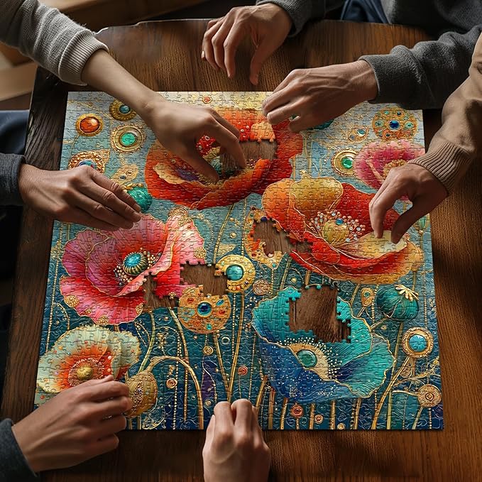 Flower Puzzles for Adults 1000 Piece, Garden Art Floral Puzzle Fantasy Wildflower, Impossible Hard Challenge Jigsaw Puzzle