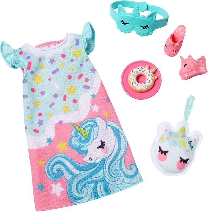 Barbie My First Barbie Clothes, Fashion Pack for 13.5-inch Preschool Dolls, Set with Pajamas,Slippers & Bedtime Accessories