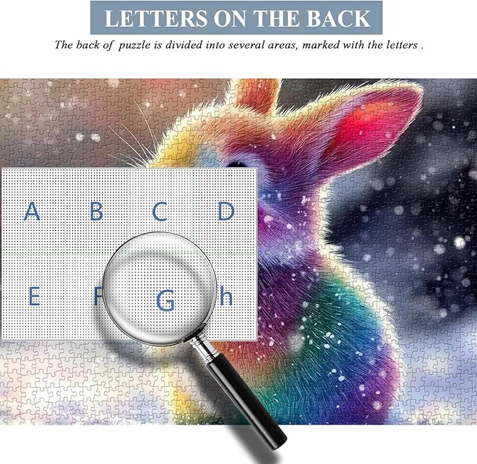 PICKFORU Snowy Hued Rabbit Jigsaw Puzzles 1000 Pieces,Colorful Cute Snow Rabbit Puzzles for Adults,Unique Nature Animal Puzzle as Home Decor