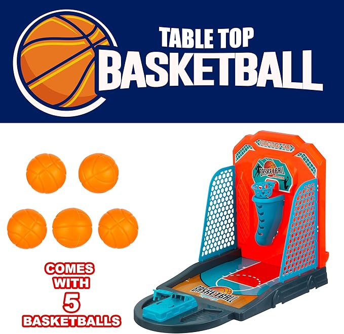 EXPRESSIONS Tabletop Basketball Game - Mini Basketball Game for Travel & Desktop Toys Collection | Desk Games for Work, Table Top Office Basketball Hoop