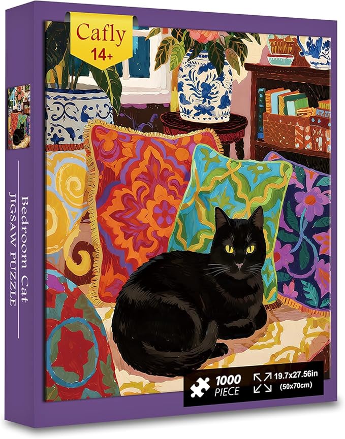 1000 Piece Jigsaw Puzzle for Adults- Family Decoration Puzzle, Challenging Fun Puzzles Stunning Art Wall Decor, Gift for Adult Puzzle Lovers, Bedroom Cat C0808