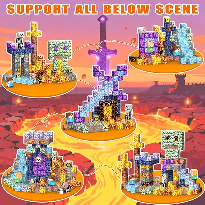 Magnetic Blocks, Magnetic Tiles Building Blocks, Magnet Cubes STEM Sensory Game Toys Christmas Birthday Gifts for Kids Boys Girls Age 3+ (Sword)