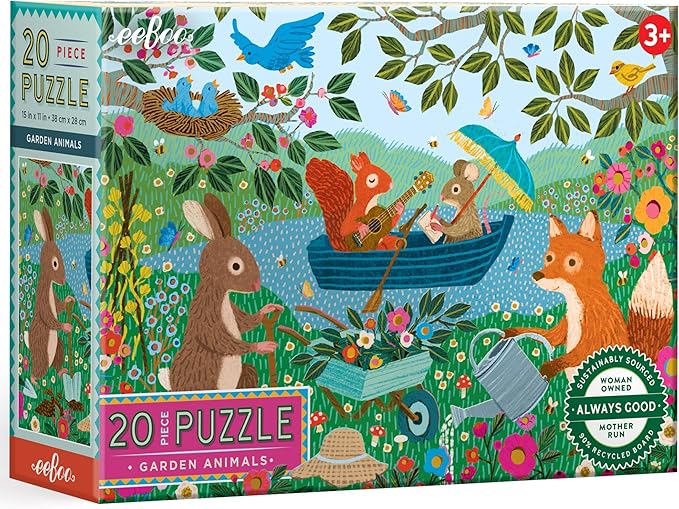 eeBoo 20 Piece Jigsaw Puzzle - Garden Animals Children's Puzzle Nature & Animals Themed, Large Pieces for Small Hands to Develop Motor Skills