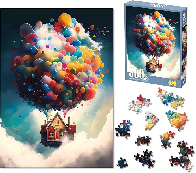 500 Piece Balloons Jigsaw Puzzle for Adults, Thick Pieces with Stunning Imagery, Full Color Bonus Poster, Perfect for Family Fun and Gift Giving!