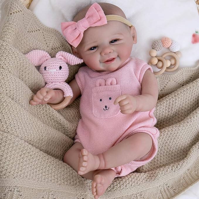 Aori Realistic Reborn Baby Dolls - Weighted Lifelike Newborn Baby Girl with Flexible Limbs, Cute Soft Body Reborn Doll Set with Outfit for Kids 3+, Parents, Elderly and Collectors