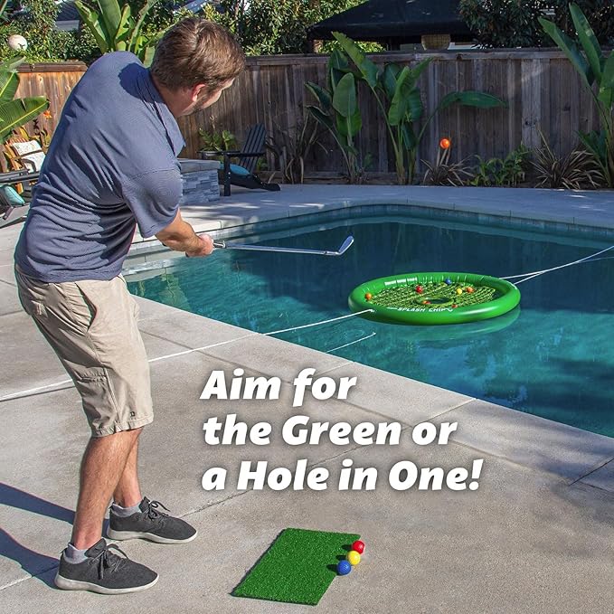 GoSports Splash Chip Floating Golf Game - Includes Chipping Target, 16 Foam Golf Balls, 1 Chipping Mat and Tethering Ropes