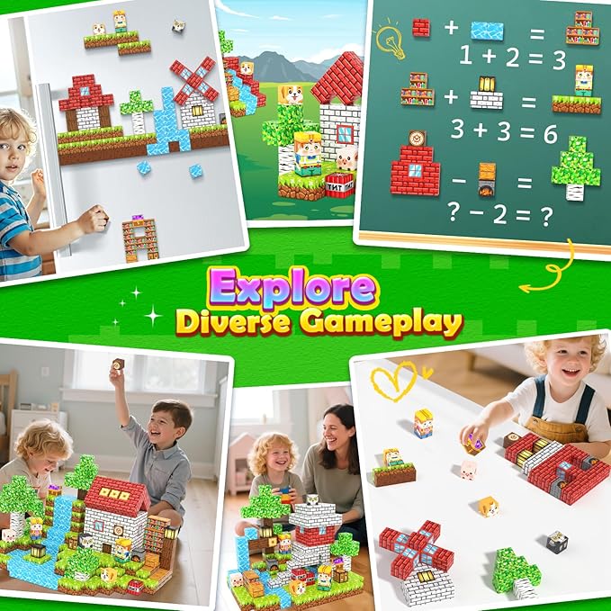 100 PCS Magnetic Blocks Toys, Build Mine Magnet World Set, Magnetic Tiles Building for Boys & Girls Age 4-8 5-7, STEM Montessori Sensory Toys for Toddlers Kids Gifts