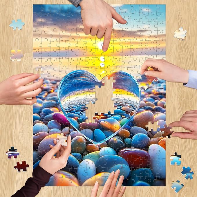 300 Piece Puzzles for Adult, Love Pebbles Jigsaw Puzzles 300 Pieces for Adults Kids Senior, Beach Jigsaw Puzzles, Challenging Family Fun Puzzle Activity Game Gift 20.5 X 15 in