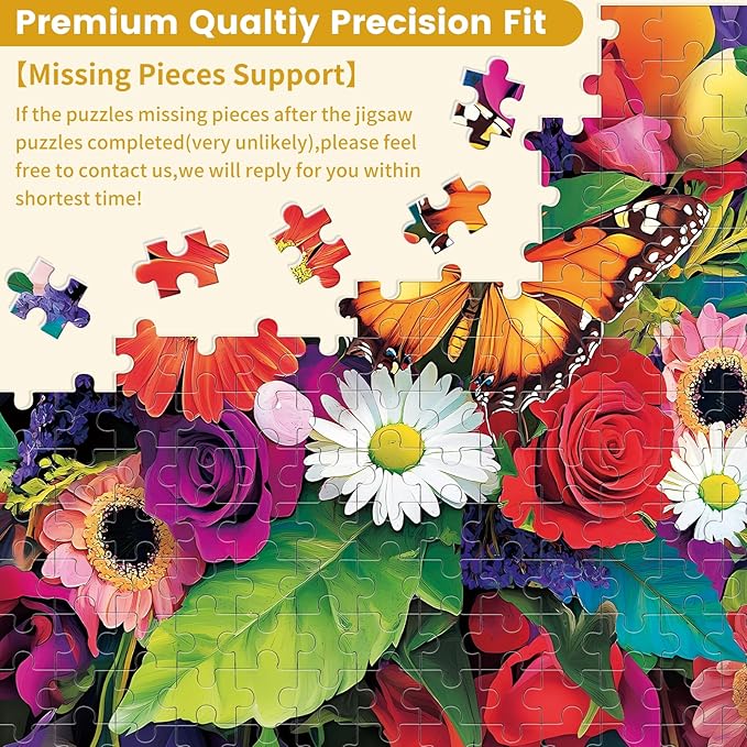 2-Pack 500 Pieces Puzzles for Adults, Flower Hummingbird Puzzles 500 Pieces Butterfly Jigsaw Puzzles for Adults, Birthday Party for Family, Game Nights Gifts