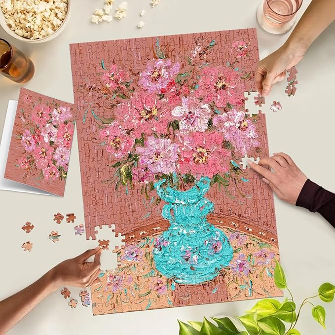 Puzzles for Adults 500 Pieces, Jigsaw Puzzle for Adults, Fun Challenging Family Puzzle, Vase with Fresh Flowers Puzzles, Interlock Perfectly No Dust, Gifts for Easter Parents Father's Day
