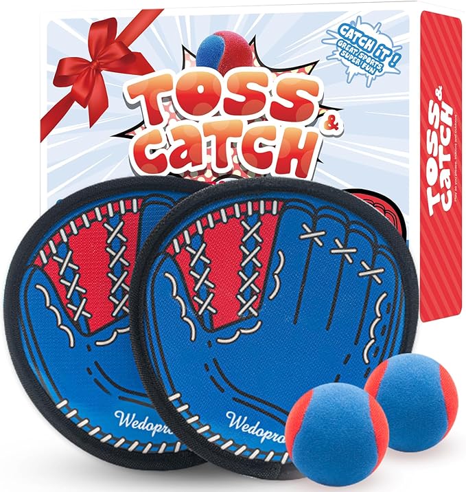 Toss and Catch Ball Game, Kids Toddler Baseball Glove & Catch Ball Toys, Kids Outdoor Games for Family, Toys for Beach Yard Outside, Birthday Easter Gift for Ages 3 4 5 6 7 8-12 Year Old Boys Girls