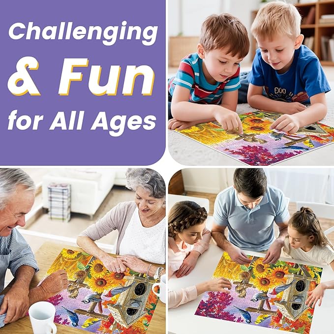 Jigsaw Puzzles 300 Pieces for Adults,Farm Birds Puzzle for Adults Kids Seniors,Recycled Cardboard Large Piece Puzzle 300 Piece,Family Activity Great Gift for Family Friends 20.5 * 15 in