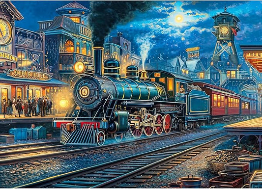 1000 Piece Puzzle for Adults, Train Departure Jigsaw Puzzle, Impossible Puzzles Game, Interlock Perfectly No Dust, Home Decoration Puzzle, Gift for Christmas Valentine Easter Parents