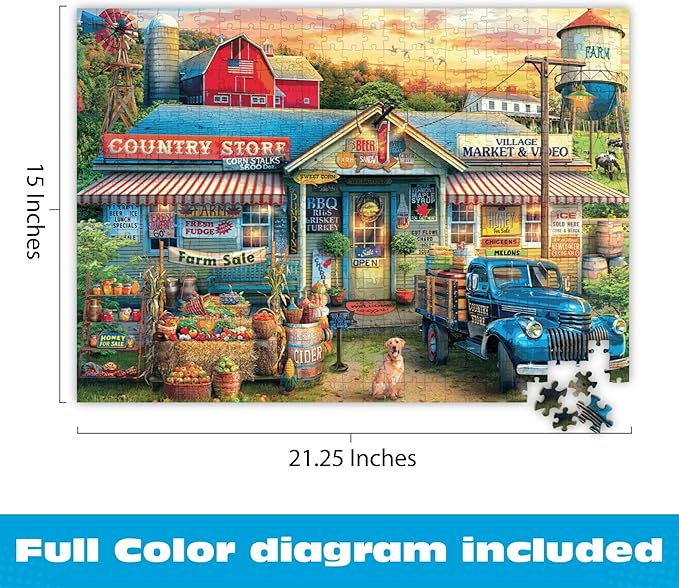 Puzzles for Adults 500 Pieces – Buffalo Games Country Living: Farm Life by Eduard, Nostalgic 500 Piece Jigsaw Puzzle for Adults with Poster, Premium Puzzle Made in the USA