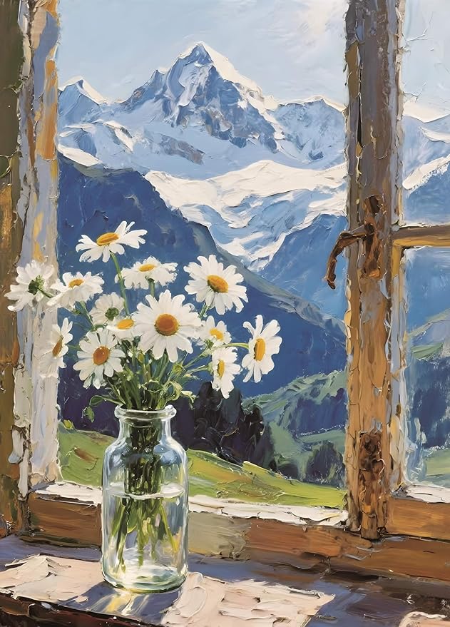 Puzzle for Adults 1000 Pieces, Mountain View Daisies Puzzle, Challening Impossible Difficult Hard Fun 1000 Pieces Jigsaw Puzzles for Adults