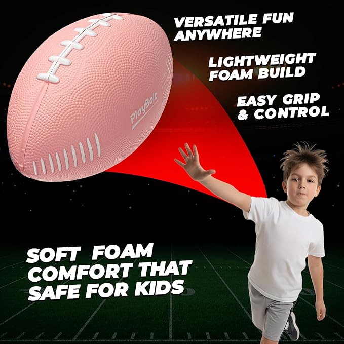 7.25" Mini Foam Football for Kids & Toddlers - Easy Grip Small Youth Sports Ball - Soft Foam Footballs for Little Hands, Indoor & Outdoor Sports Play - Toy Gift for Boys & Girls