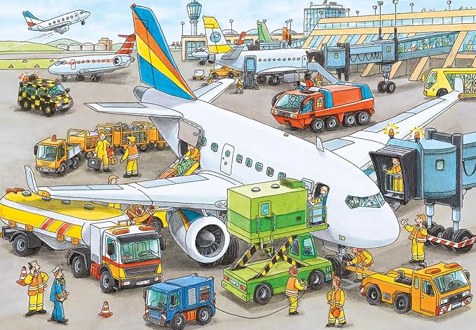 Ravensburger Busy Airport - Engaging 35 Piece Jigsaw Puzzle for Kids - Unique, Perfectly Fitting Pieces - Anti-Glare Surface - Ideal for Skill Development - MESH Accredited