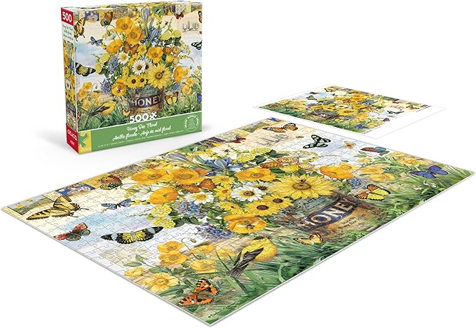 Ceaco - Barbara Anderson - Honey Bee Floral - 500 Piece Jigsaw Puzzle - Relaxing and Fun Activity for Adults