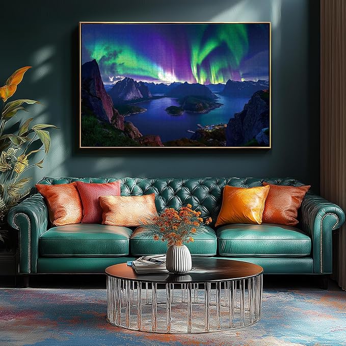 Blueforest 1000 Piece Puzzle for Adults - Breathtaking Northern Lights Fjord Landscape, 27.5x19.7 Inches Premium Jigsaw Puzzle for Game Nights Relaxation & Home Decor