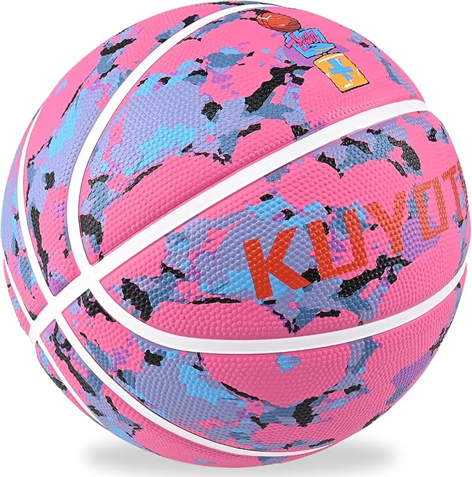 KUYOTQ Kids Youth Adult Size 3/4/5/6/7 (22/25.5/27.5/28.5/29.5") Basketball Premium Rubber or Faux Leather Basketball Indoor Outdoor Basketball for Boys Girls Womens Mens Basketball Gifts (Deflated)