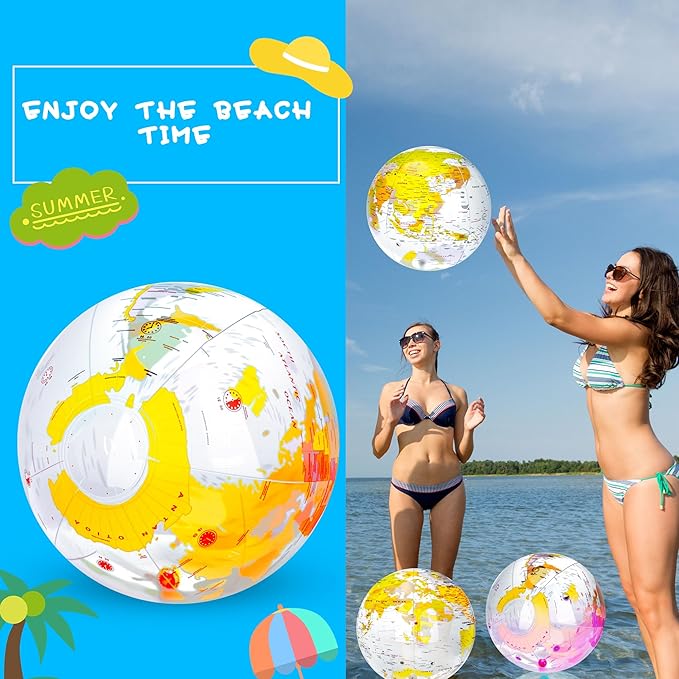 12 Pack 12 inches Inflatable Globe Blow up World Globe PVC Earth Beach Ball Globes for Party Bags Swimming Pool Game Geography Classroom Playing or Teaching Party Favors Decorations (Color Set 1)