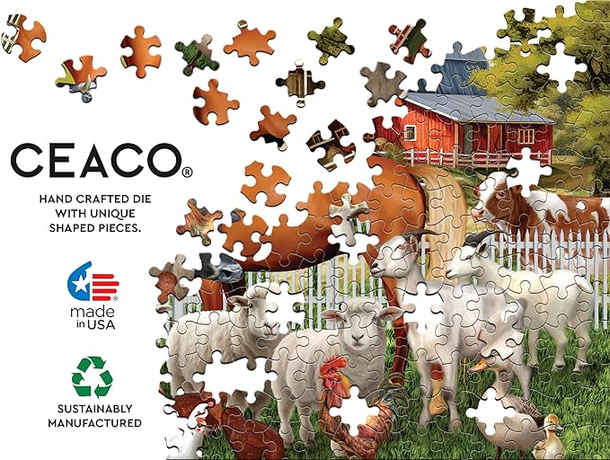 Ceaco - Tom Wood - Farm Animal Friends - 300 Oversized Piece Jigsaw Puzzle
