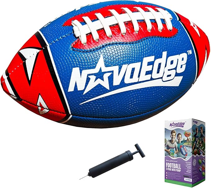 8.5-Inch All-Weather Football for Kids | Land & Water Play on Lawn, Playground, Pool, Beach | Waterproof with Grips & Laces | Includes Pump | Choose 1 or 2 Ball Pack