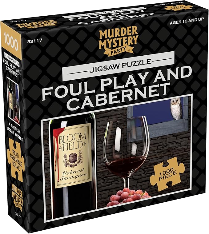 Murder Mystery Party – Foul Play & Cabernet 1000 Piece Jigsaw Puzzle with Mystery Story Booklet, Adult Murder Mystery Puzzle Game, Wine-Themed Puzzle for Ages 15+
