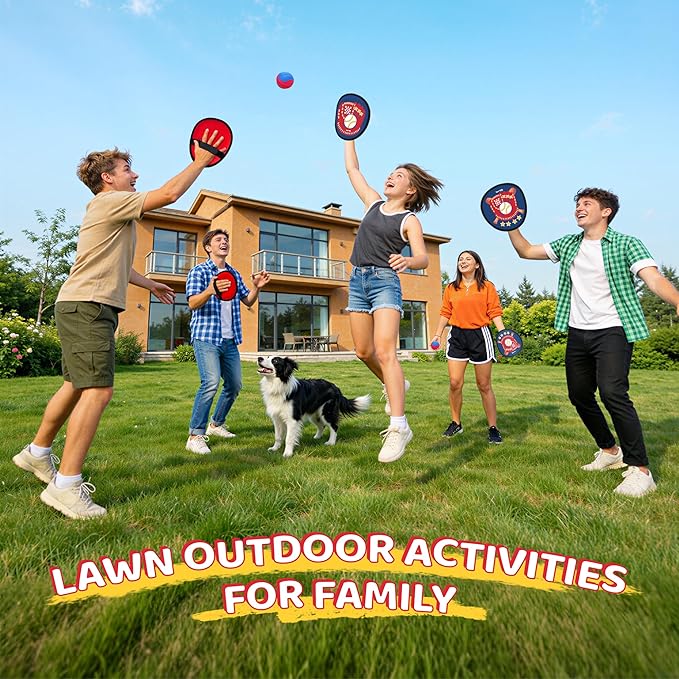 Toss and Catch Ball Game Set for Kids 3-5, Kids Toddler Baseball Glove & Catch Ball Toys,Kids Outdoor Games for Family, Toys for Beach Pool Yard Outside, Birthday Gift for Ages 3 4 5 6 7 8-12
