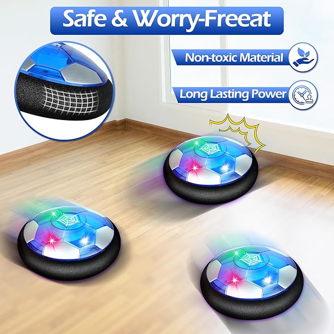 Hover Soccer Ball Set, Hover Hockey Set for Kids, Air Floating Soccer Toys Hockey Ball with Led Light, Indoor Outdoor Sports Toys & Games, Christmas Birthday Gifts for 3-12 Years Boy Girl