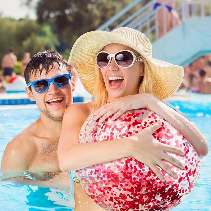 Sotiff 20 Pcs Inflatable Glitter Beach Ball 24 Inch 16 Inch Clear Beach Ball Blow Up Pool Balls Large Swimming Pool Water Toys for Kids Adults Outdoor Summer Birthday Party Favors, 5 Colors
