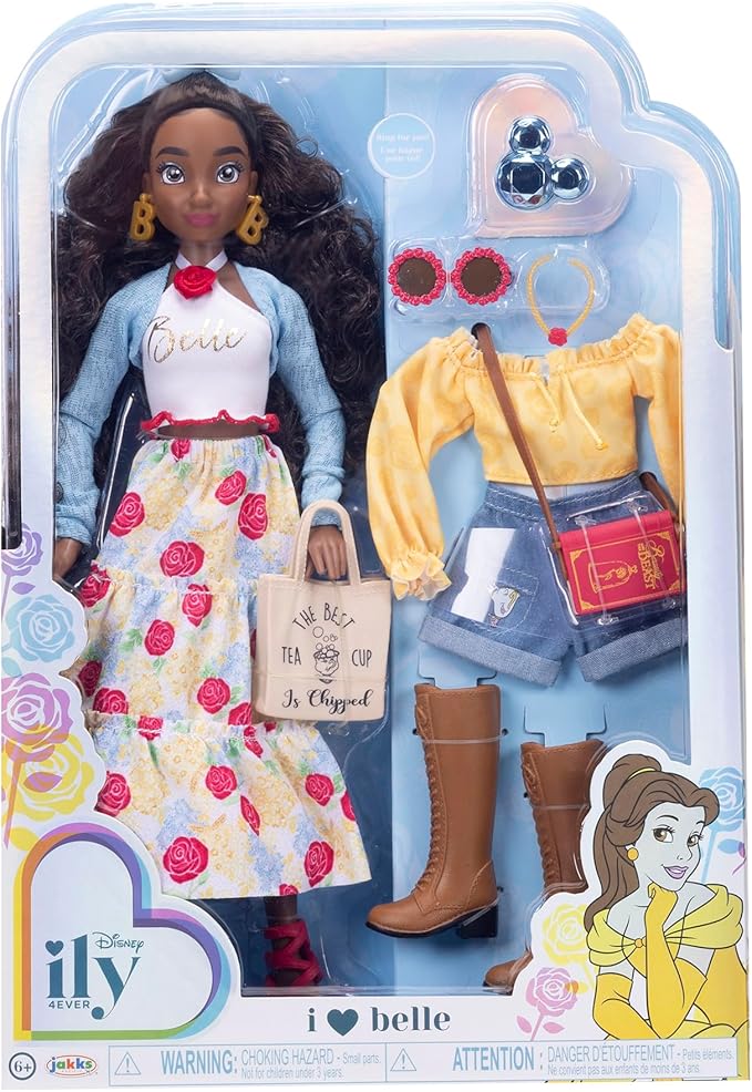 Disney ILY 4ever Fashion Dolls Inspired by Belle 11.5" Tall with 13 Points of Articulation, Two Complete Mix-and-Match Outfits and a Glittery Mickey Ring Included for You!